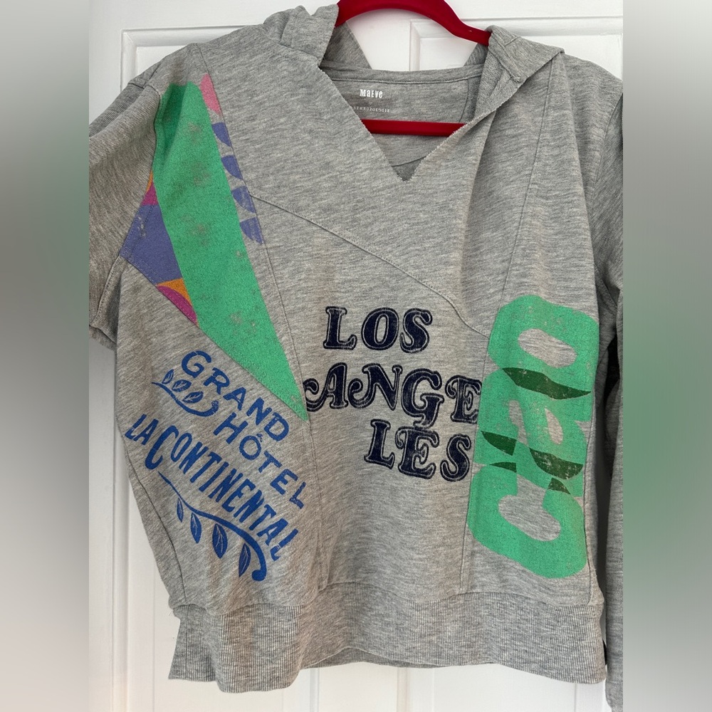 Anthropologie Maeve Gray Road Trip Graphic Hoodie Sweatshirt in Size Small - Picture 8 of 16